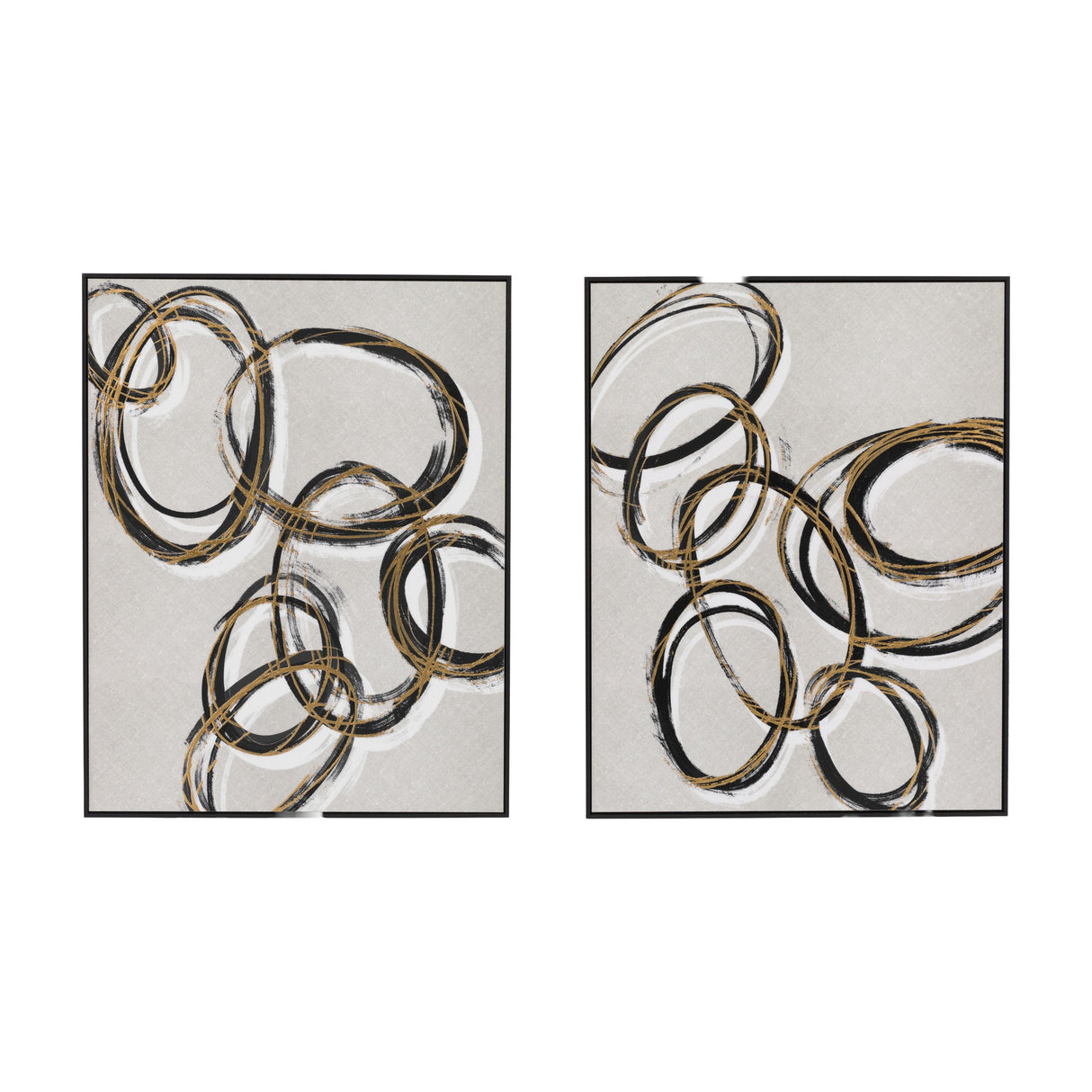 Bold as Gold Abstract Framed Canvas Set of 2 – Gold