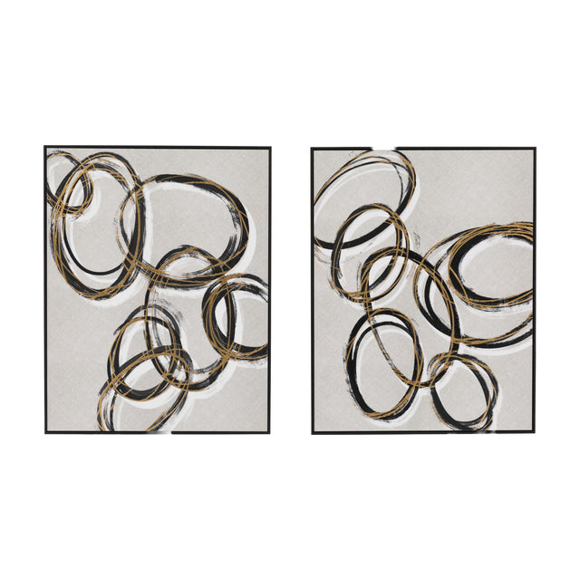 Bold as Gold Abstract Framed Canvas Set of 2 – Gold