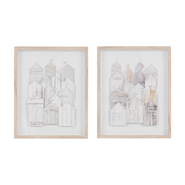 Beach Retreat Framed Wall Art Set of 2 – White
