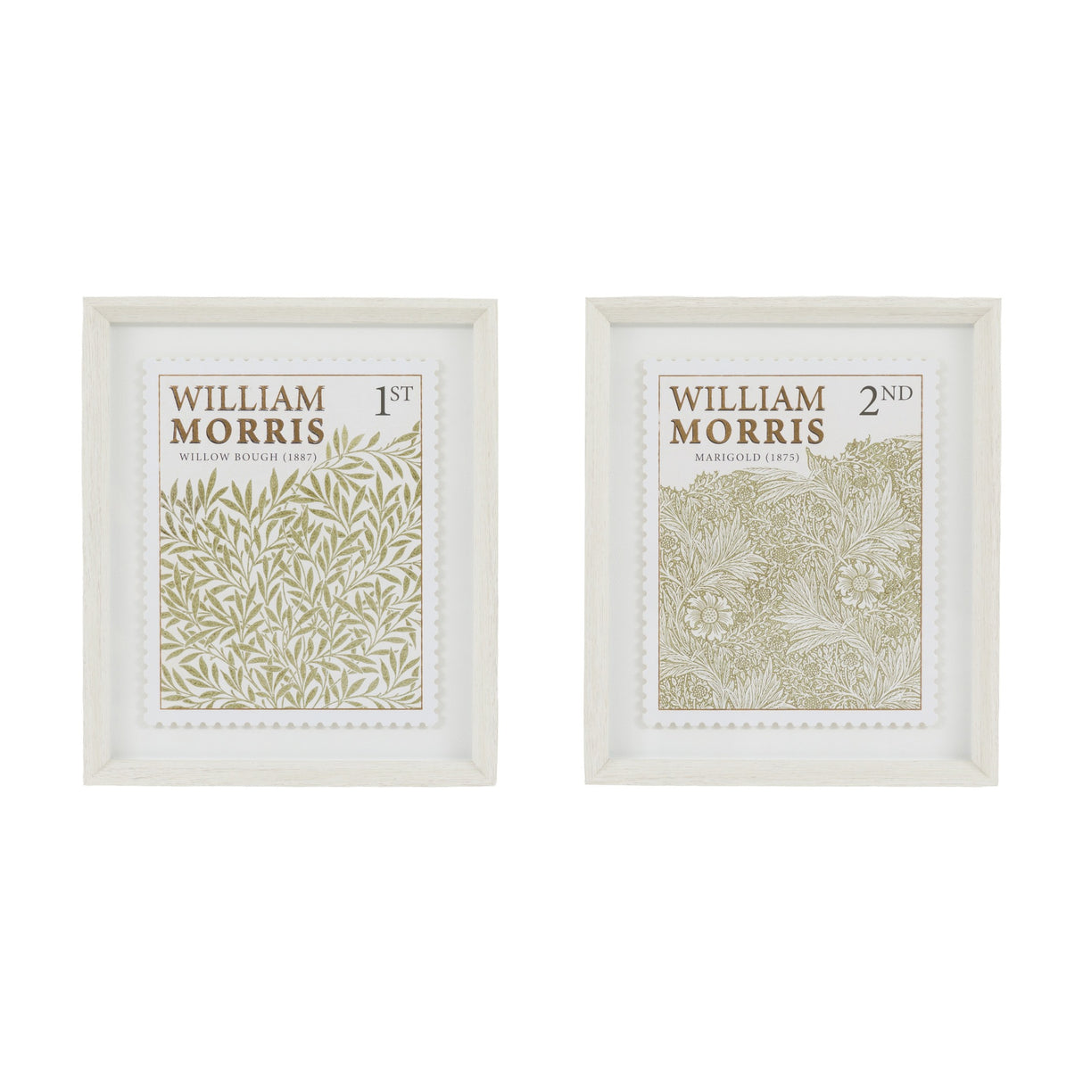 William Morris Stamp Framed Art Set of 2 – Green