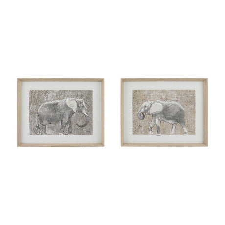 The Journey Elephant Framed Art Set of 2 – Grey