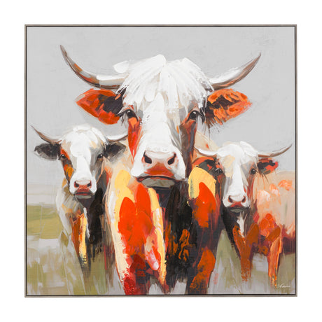 The Moo Crew Framed Canvas – Red