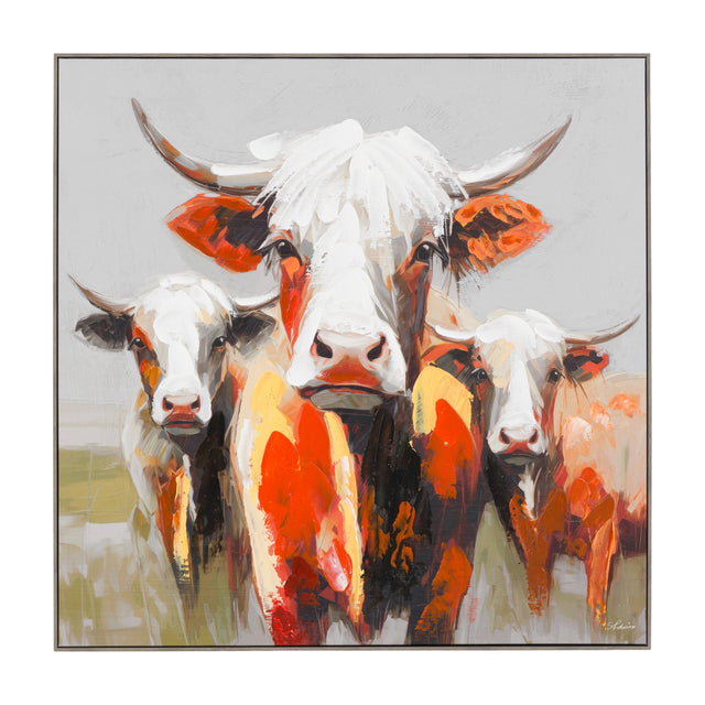 The Moo Crew Framed Canvas – Red