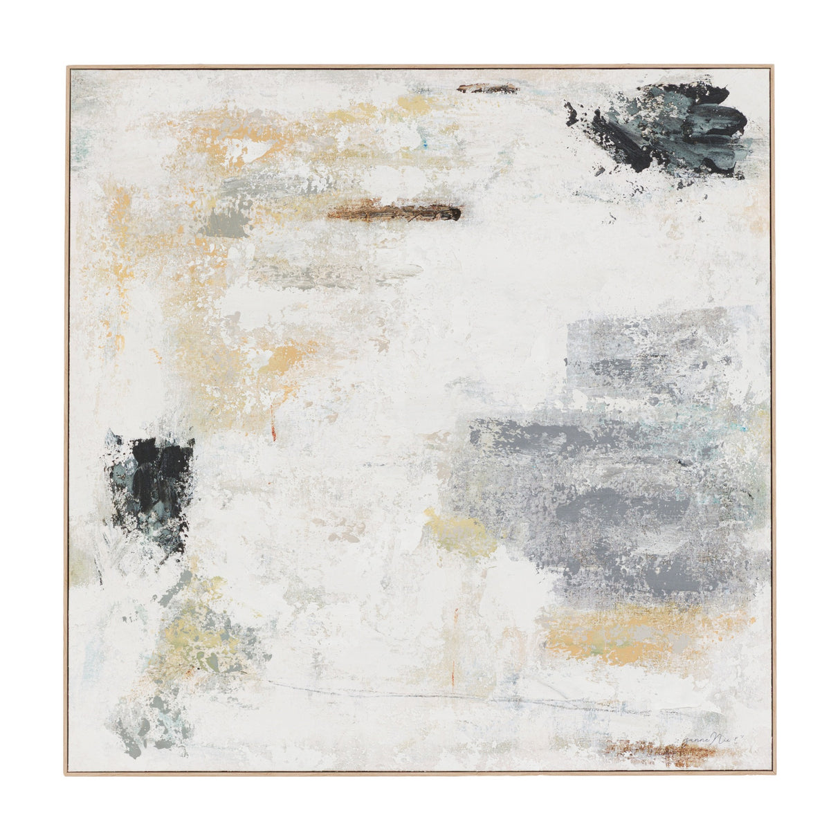 White Noise Abstract Framed Canvas – White