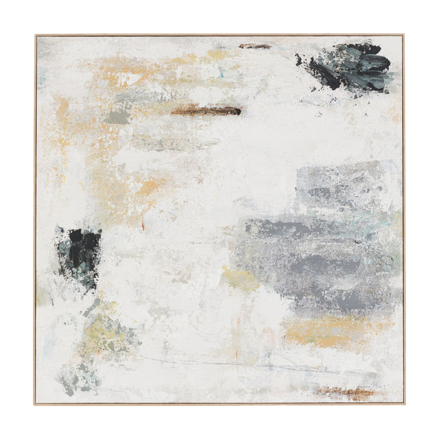 White Noise Abstract Framed Canvas – White