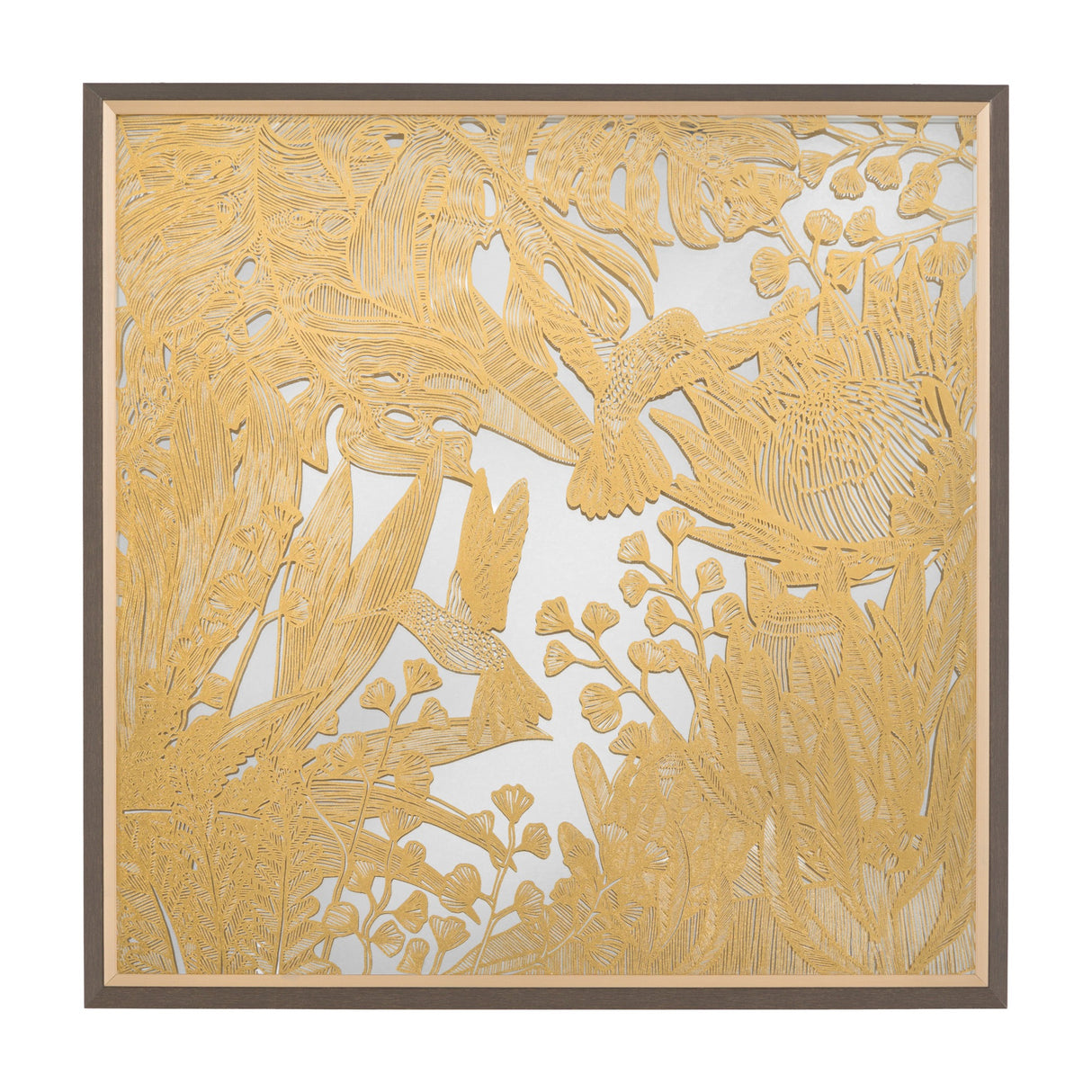 Hummingbird Dance II Mirrored Wall Art – Gold
