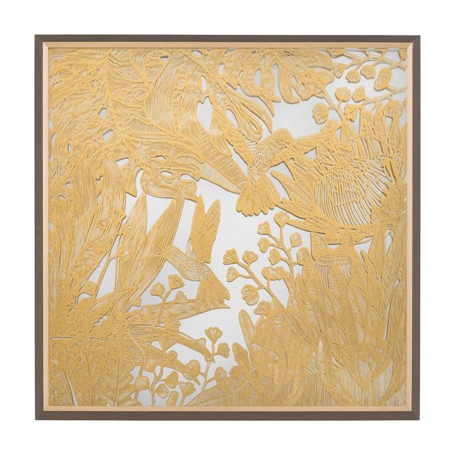 Hummingbird Dance II Mirrored Wall Art – Gold