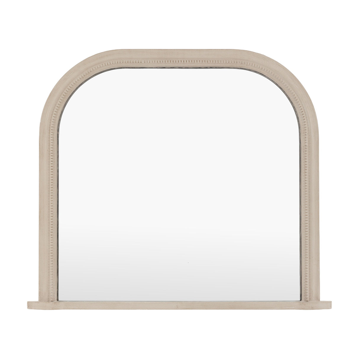 Shoreline Overmantle Mirror with Beaded Frame – Washed Grey