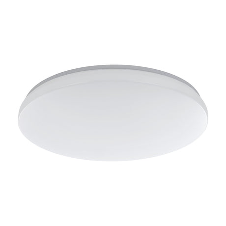 Galmane Smart LED Flush Ceiling Light, 53cm round white fixture with white steel body and opal plastic diffuser, shown on a plain white background.