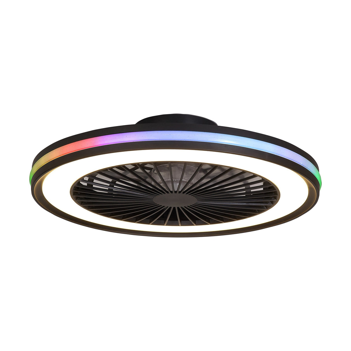 Gamer Dimmable RGB CCT LED Ceiling Retractable Fan Light With Remote Control - Black