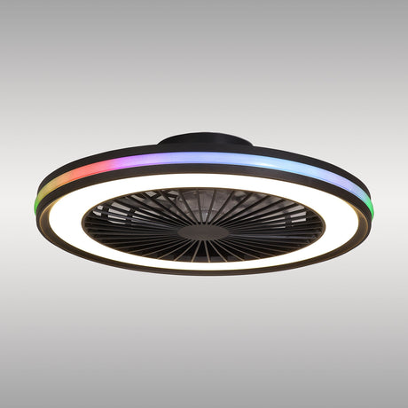 Gamer Dimmable RGB CCT LED Ceiling Retractable Fan Light With Remote Control - Black