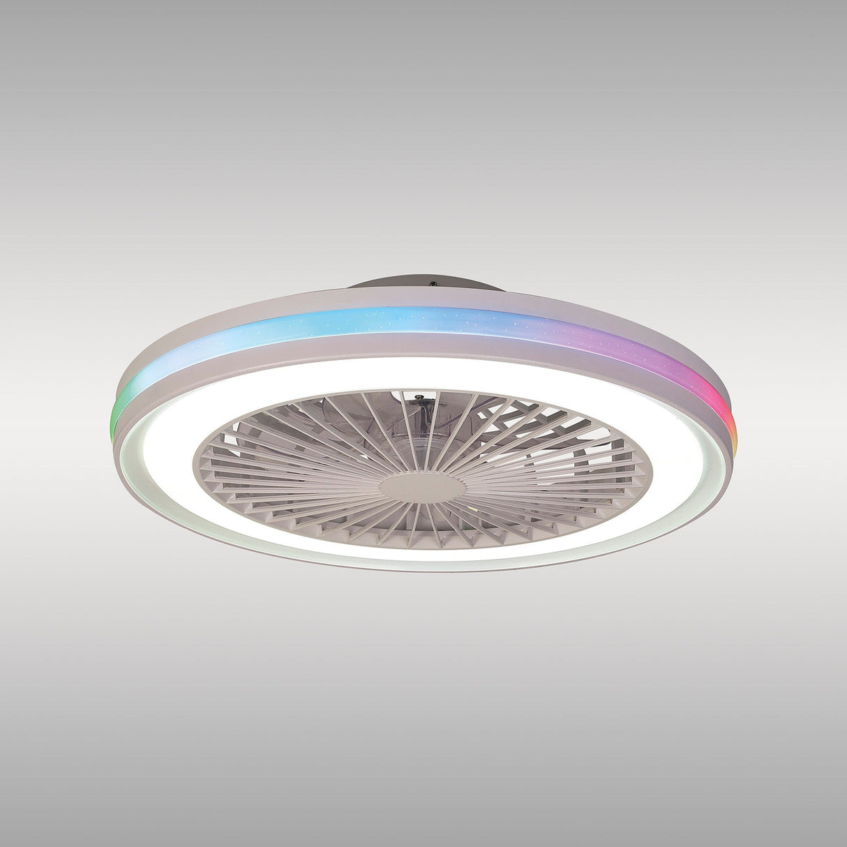 Gamer Mini Dimmable RGB CCT LED Ceiling Retractable Fan Light With Remote Control - White