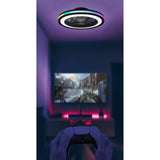 Gamer Mini Dimmable RGB CCT LED Ceiling Retractable Fan Light With Remote Control - Black