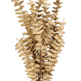 Gannan Artificial Leaf Spray in brown, close-up of slender stems lined with small rounded beige leaves resembling dried foliage, shown on a white background.