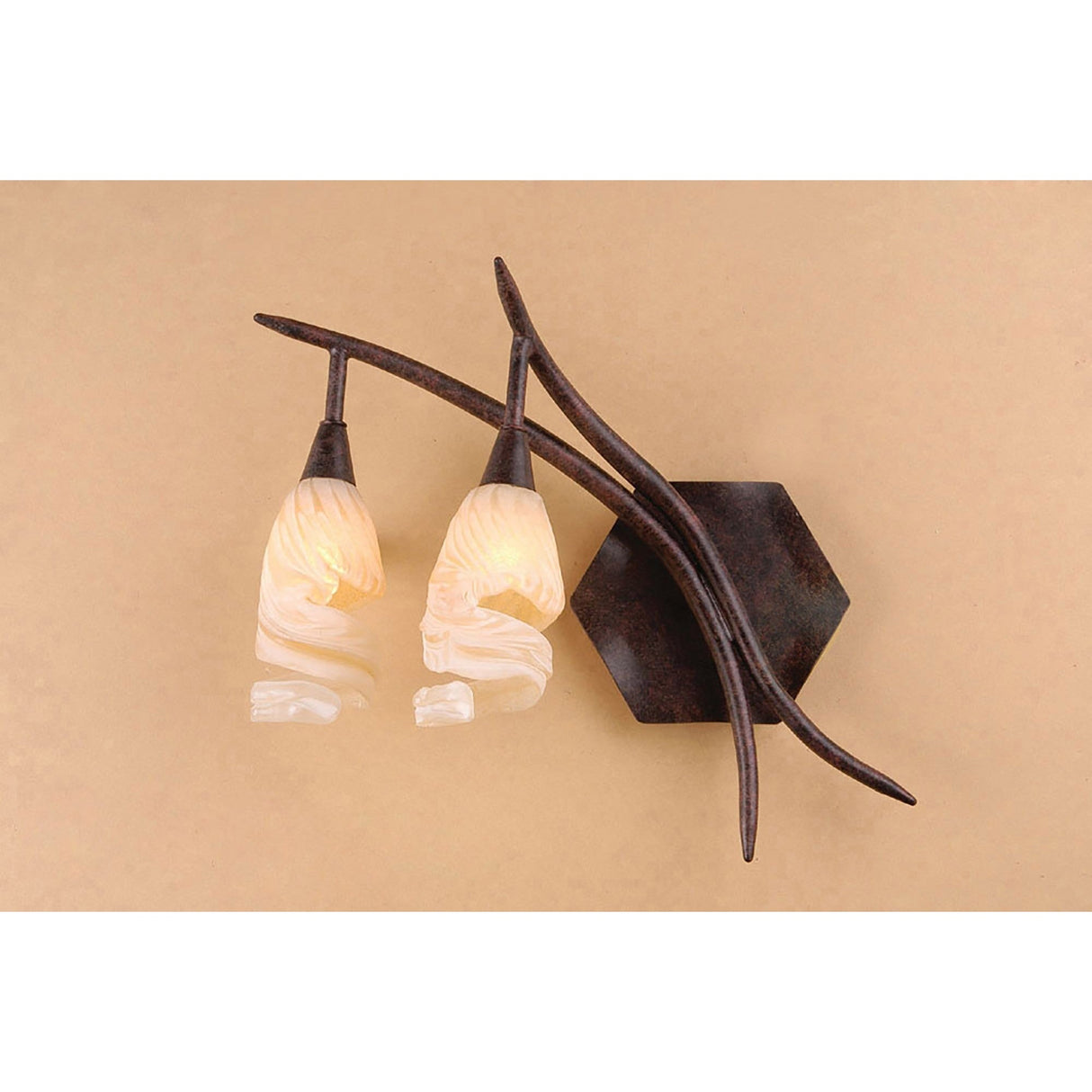 Gaudi Left 2 Light Wall Light With Switch - Brown/Amber