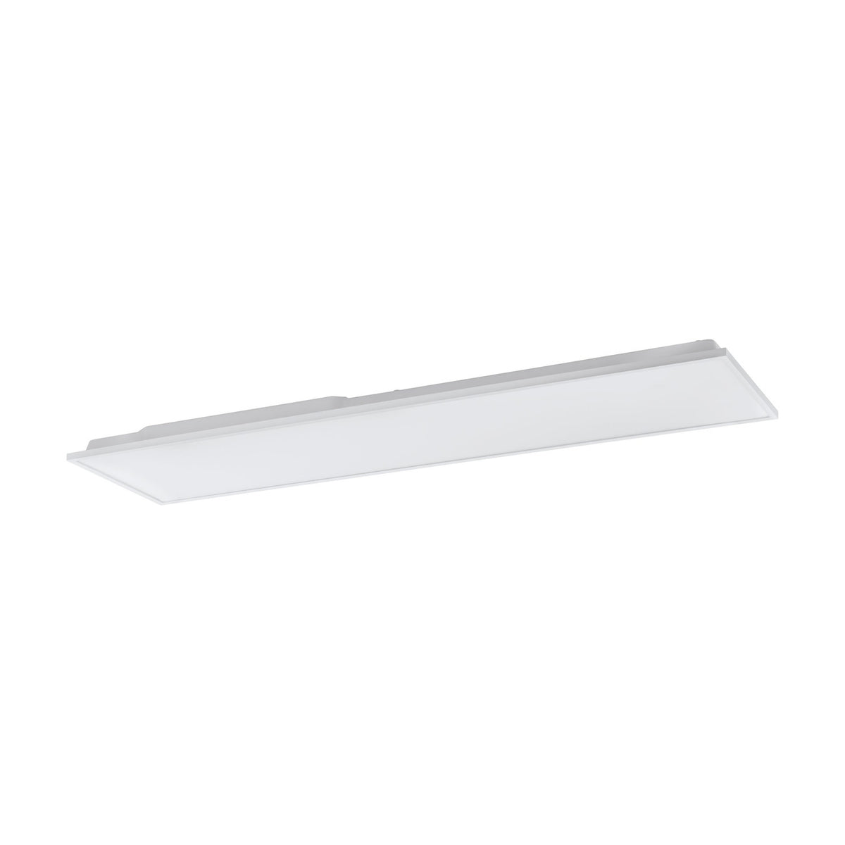 Gevette Smart LED Panel Light, a slim rectangular 120 x 30cm ceiling fixture with white aluminium body and frosted plastic diffuser, shown at an angle on a plain white background.