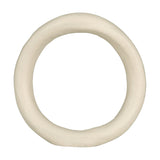 Ghorawal Napkin Ring in cream aluminium, a matt, finely speckled loop with an organic, uneven circular outline, shown on a plain white background.