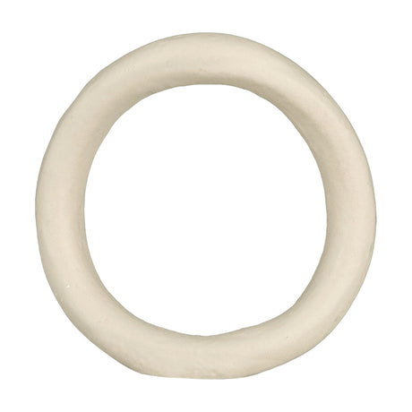 Ghorawal Napkin Ring in cream aluminium, a matt, finely speckled loop with an organic, uneven circular outline, shown on a plain white background.