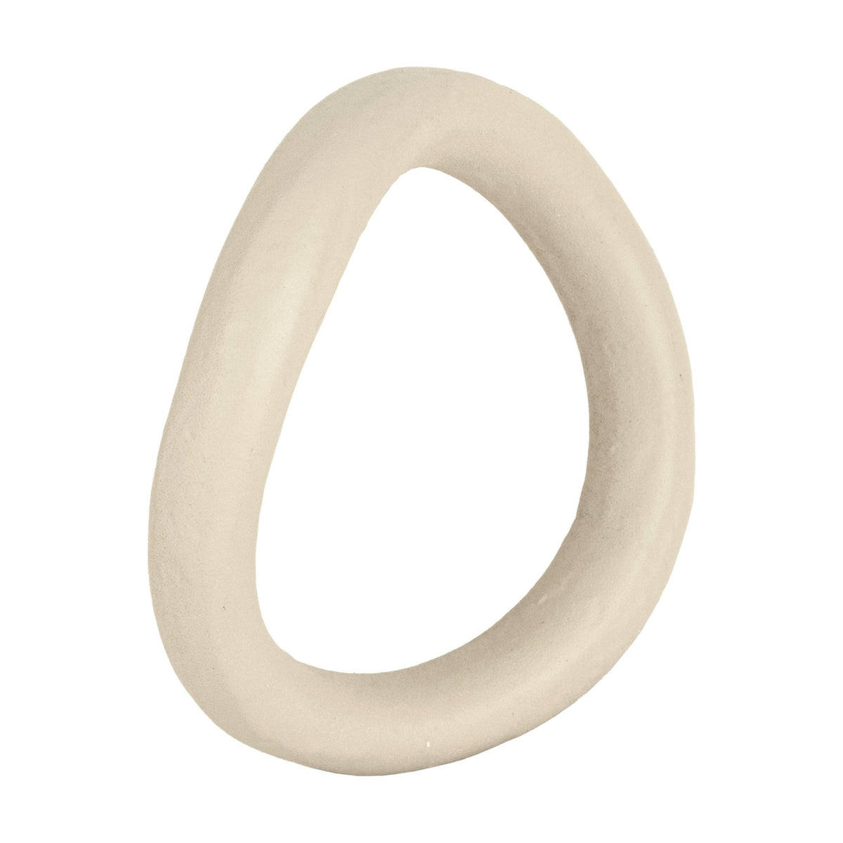 Ghorawal Napkin Ring in cream aluminium, a single organic, pebble-shaped loop with a matt, speckled finish, shown on a plain white background.