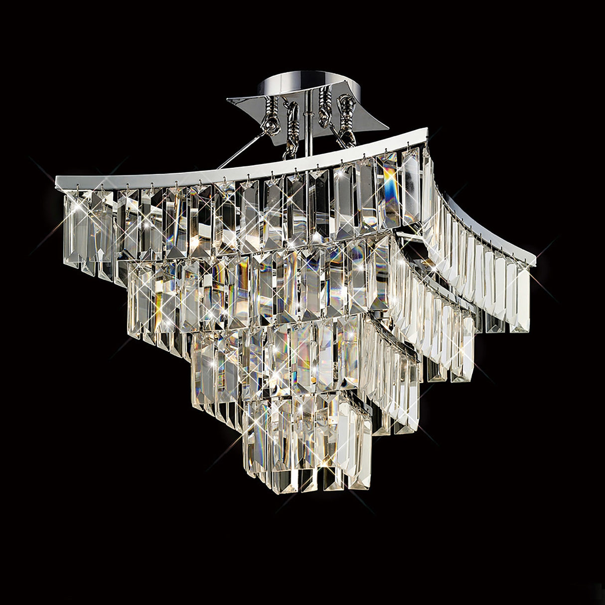 Gianni 5 Light Crystal Semi-Flush Ceiling Light - Polished Chrome