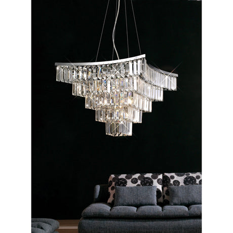 Gianni 9 Light Crystal Suspension Light - Polished Chrome