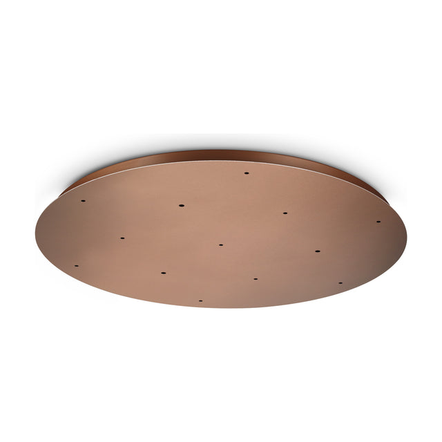 Glacia 13 Light Large Round Ceiling Rose in copper, a flat circular 750mm plate with 13 small cable openings, shown on a plain white background.