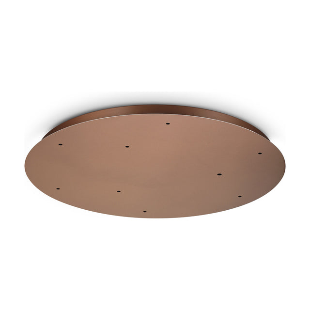 Glacia 9 Light Round Ceiling Rose in a copper finish, 600mm plate with nine cable openings for multiple pendants, shown on a plain white background.