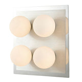 Globe 4 Light Bathroom Opal Glass Flush Ceiling Light - Polished Chrome