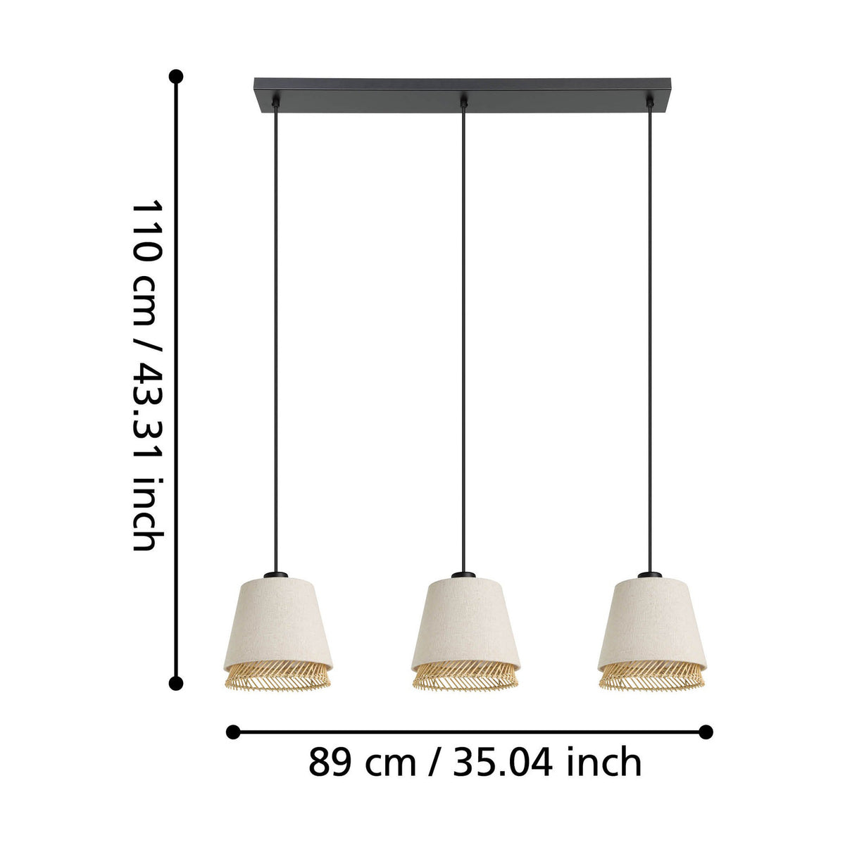 Golanne Wooden Linear Pendant Light - Black