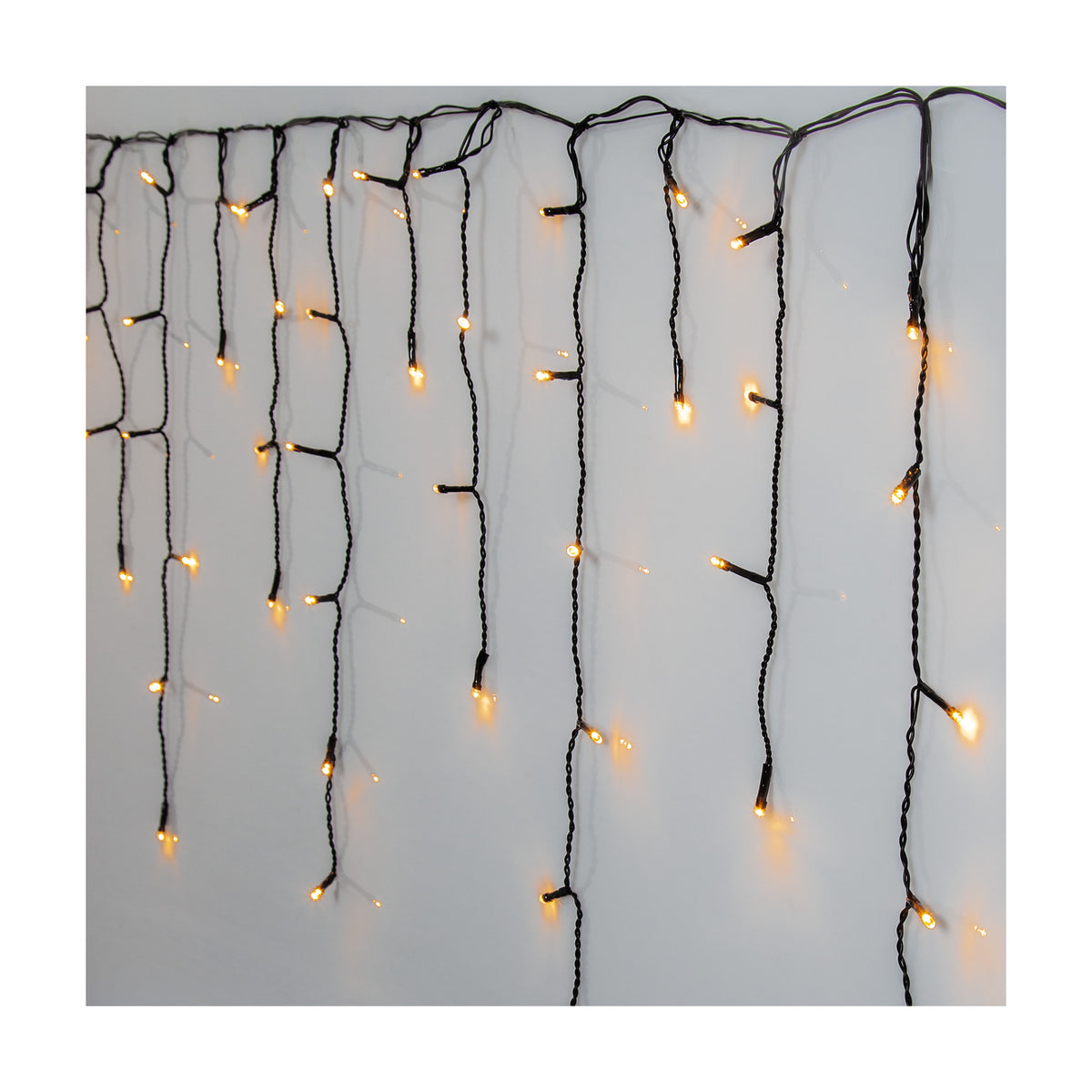Golden Warm White Curtain Lights 11.9m - Black