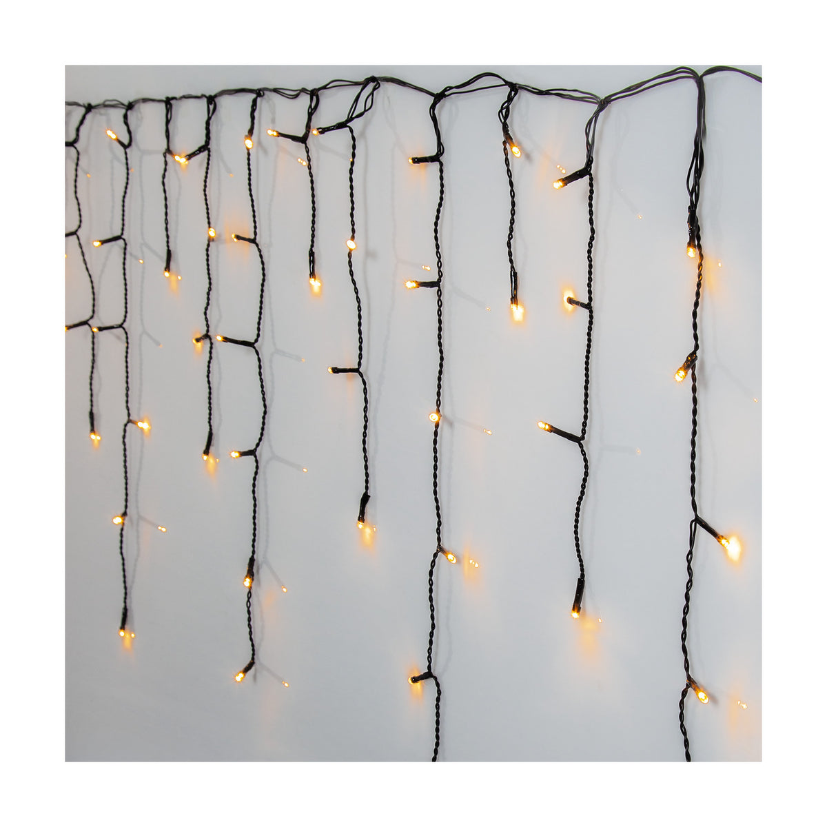 Golden Warm White Curtain Lights 23.9m - Black