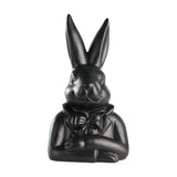 Gopeng Rabbit Ornament 23.2cm in Black, a sculpted bust figurine of a rabbit wearing a jacket and bow tie with folded arms and tall ears, shown on a plain white background.