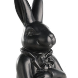Close-up of the Gopeng Rabbit Ornament, a black sculpted rabbit bust with tall ears, bow tie and folded arms, shown against a plain white background.