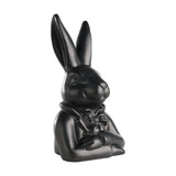 Gopeng Rabbit Ornament 23.2cm in black, a sculpted bust figurine with tall upright ears, bow tie, and folded arms, finished in matte black on a plain white background.