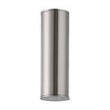 Gorbora LED 2 Light Outdoor Wall Light in stainless steel, a slim brushed cylindrical fitting on a rectangular wall bracket, shown on a plain white background.