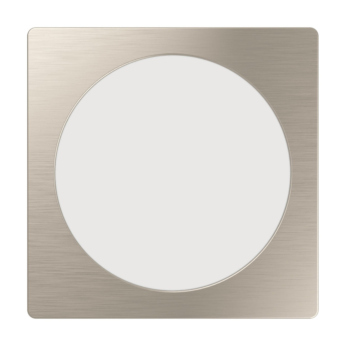 Gosmelle LED downlight with a square satin nickel trim surrounding a round white diffuser, shown on a plain white background.