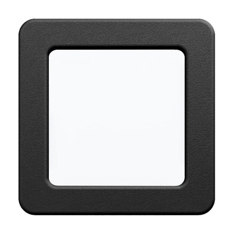 Gosmelle LED downlight, square with rounded corners, black steel frame surrounding a white plastic diffuser panel, shown on a plain white background.