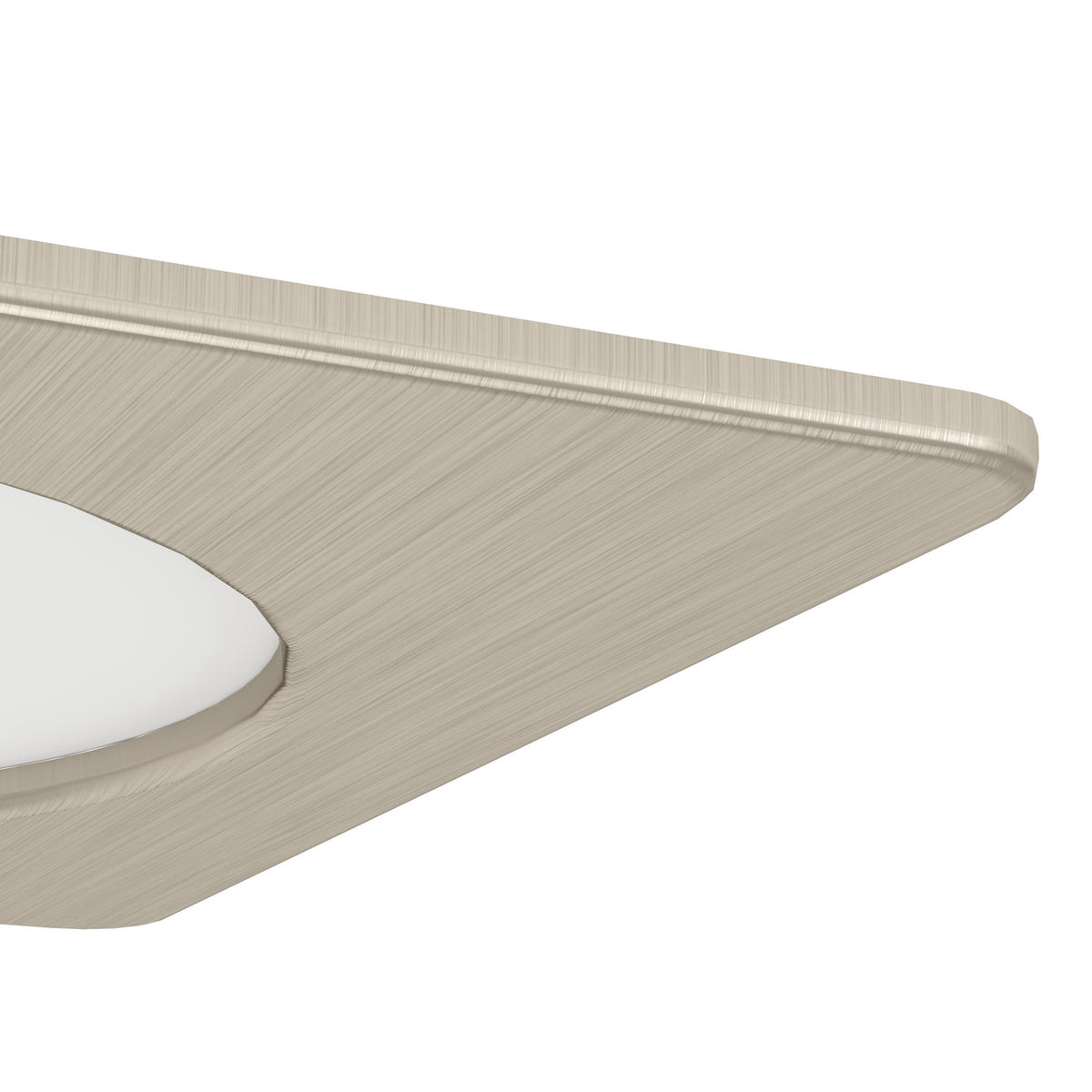 Close-up of the Gosmelle LED downlight, 11.7 x 11.7cm, with a satin nickel square bezel framing a round white diffuser, shown on a plain white background.