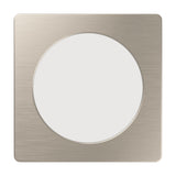 Gosmelle LED Downlight, a square recessed fixture with rounded corners in a brushed satin nickel finish, framing a round white diffuser, shown on a plain white background.