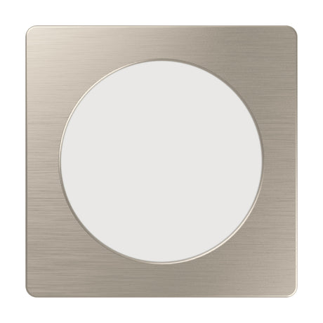 Gosmelle LED Downlight, a square recessed fixture with rounded corners in a brushed satin nickel finish, framing a round white diffuser, shown on a plain white background.