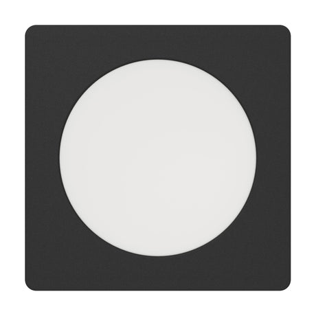 Gosmelle LED Downlight 11.9cm in black, a square plastic recessed ceiling fitting with a round white diffuser, shown on a plain white background.