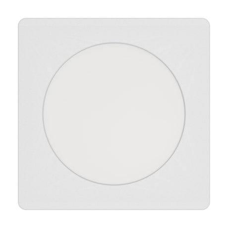 Gosmelle LED Downlight 11.9cm, square white recessed fixture with round plastic diffuser, shown on a plain white background.