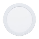 Gosmelle round LED downlight with white steel body and white plastic diffuser, 16.6cm flush ceiling fitting, 11W warm white, shown on a plain white background.