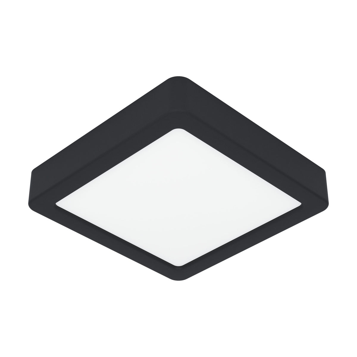 Gosmelle square LED downlight, 15 x 15cm, with black plastic frame surrounding a white diffuser panel, shown on a plain white background, IP20 rated.