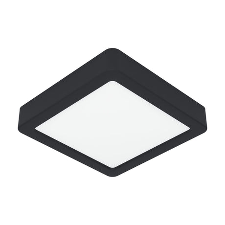 Gosmelle square LED downlight, 15 x 15cm, with black plastic frame surrounding a white diffuser panel, shown on a plain white background, IP20 rated.