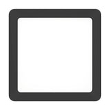 Gosmelle LED downlight, square surface-mounted panel with black plastic frame, rounded corners and white diffuser, 15 x 15cm, IP44, shown on a plain white background.