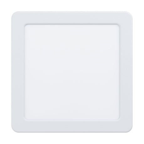 Gosmelle square LED downlight, 16.6 x 16.6cm, white steel frame with white plastic diffuser and rounded corners, cool white, shown on a plain white background.