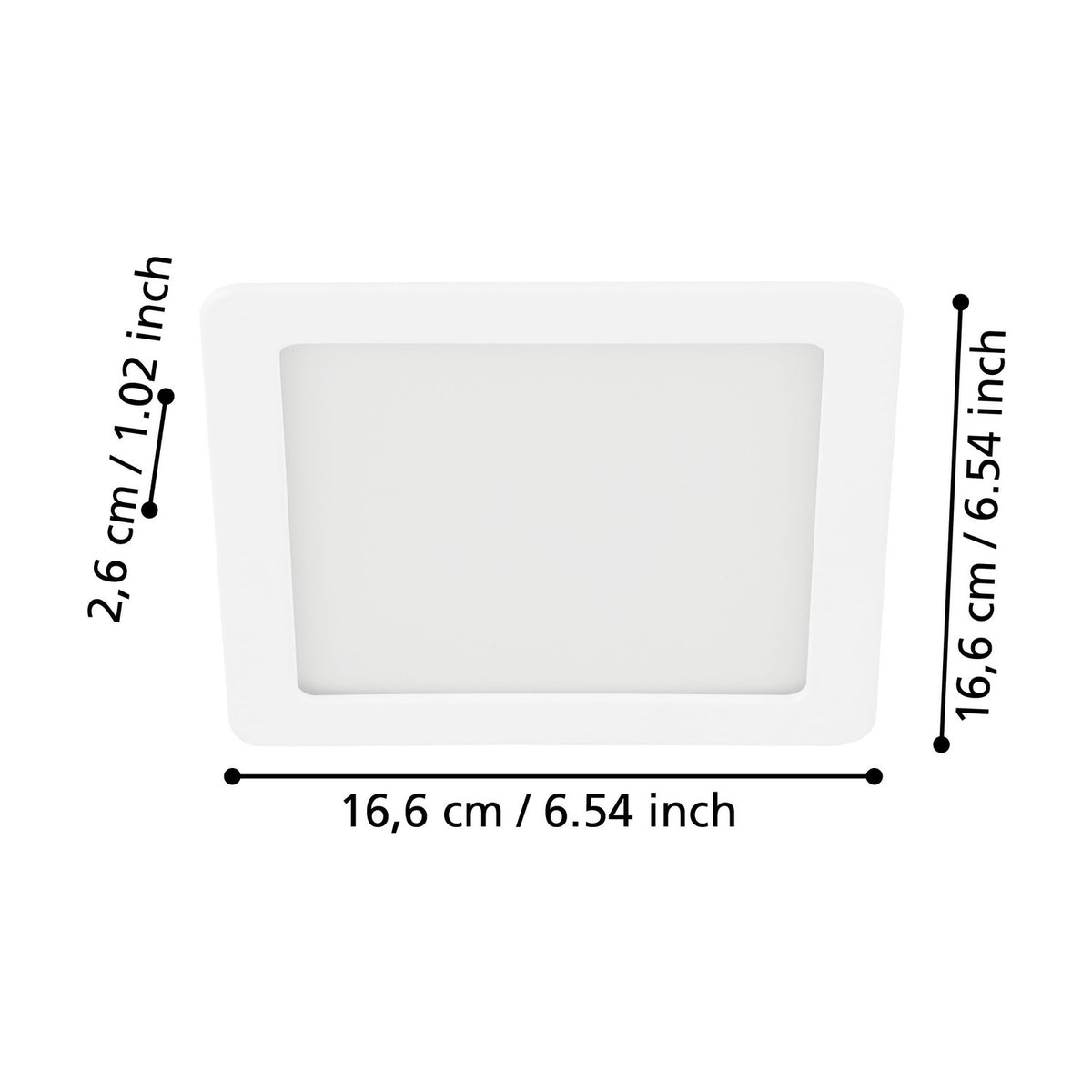 Gosmelle LED Downlight 16.6 x 16.6cm Warm White - White