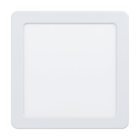 Gosmelle square LED downlight, 16.6 x 16.6cm, with a slim white steel trim and flat white plastic diffuser, shown on a plain white background.