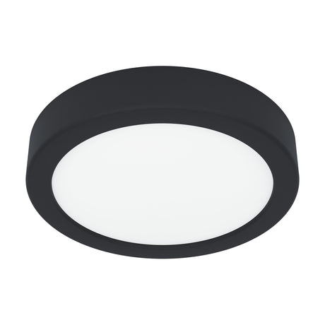Gosmelle round LED downlight with black plastic body and white diffuser, 16.6 x 2.5cm slim surface-mounted disc, IP20, shown on a plain white background.